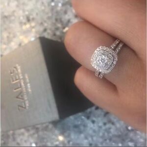 Zales Sterling Silver & Moissanite Halo Ring